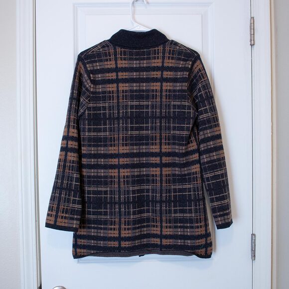 Pendleton 100% Merino Wool Plaid Button Jacket Brown Charcoal L (Fits S) Retro - Picture 5 of 7